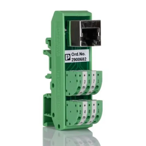 Phoenix Contact 8-Contact Female Interface Module, RJ45 Connector, DIN Rail Mount, 4A - 2900682 product image