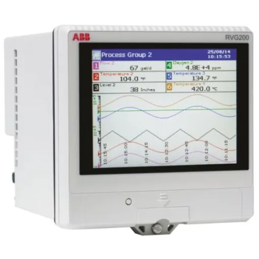ABB RVG200, 12 Input Channels, 1 Output Channels, Paperless Chart Recorder Measures Current, Millivolt, Resistance, - RVG200A6A6Y0Y0A product image