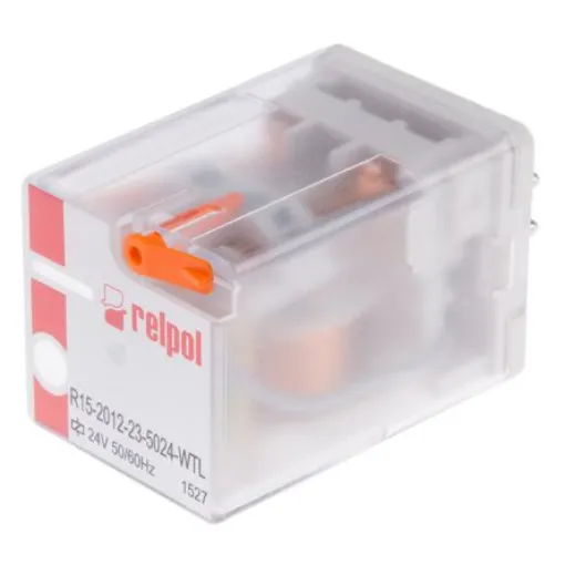 Relpol Plug In Power Relay, 24V ac Coil, 10A Switching Current, DPDT - R15-2012-23-5024-WTL product image