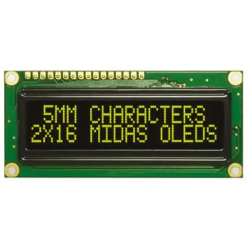 Midas Yellow Passive matrix OLED Display COB Parallel Interface - MCOB21605G1V-EYP product image