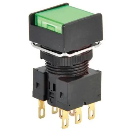 Omron A16 Series Illuminated Push Button, Panel Mount, 16mm Cutout, DPDT, IP65 - A165L-AGM-24D-2 product image