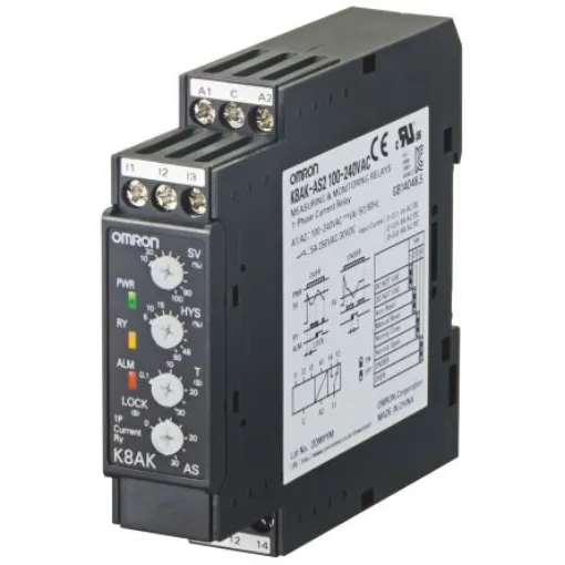 Omron Current Monitoring Relay, 1 Phase, SPDT, DIN Rail - K8AK-AS1 100-240VAC product image