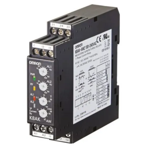 Omron Current Monitoring Relay, 1 Phase, SPDT, DIN Rail - K8AK-AW1 100-240VAC product image