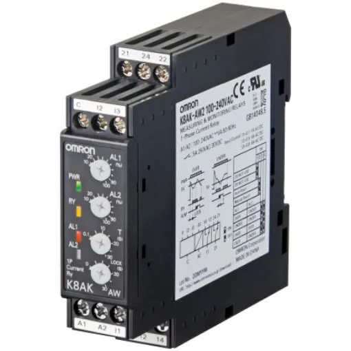 Omron Current Monitoring Relay, 1 Phase, SPDT, DIN Rail - K8AK-AW3 100-240VAC product image