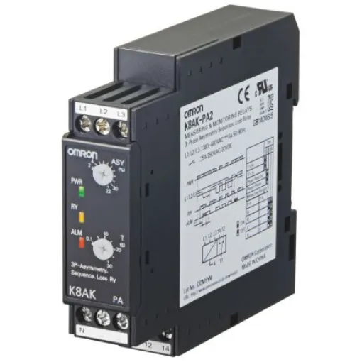 Omron Phase Monitoring Relay, 3 Phase, SPDT, DIN Rail - K8AKPA2380480VAC product image