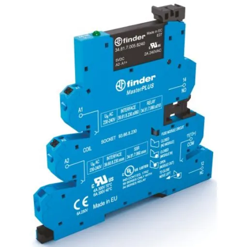 Finder Series 39 Series Solid State Interface Relay, 13.2 V Control, 6 A Load, DIN Rail Mount - 39.60.7.012.9024 product image