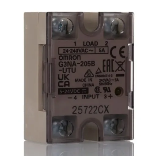 Omron G3NA Series Solid State Relay, 3 (Without Heatsink) A, 5 (With Heatsink) A Load, DIN Rail Mount, 264 V ac Load, - G3NA-205B-UTU DC5-24 product image