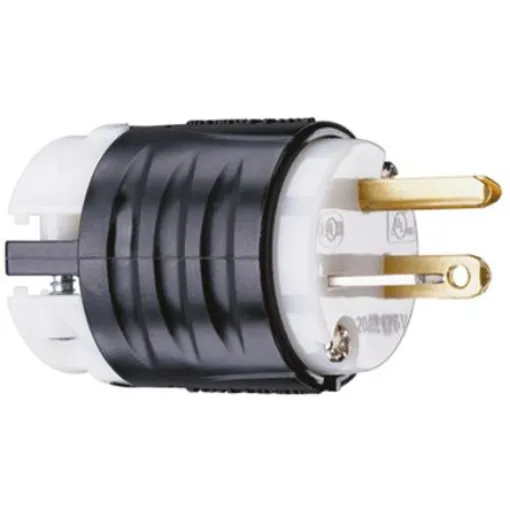 PASS & SEYMOUR USA Mains Plug, 20A Black, White, Cable Mount Nylon Screw, 125 V - PS5366-X product image