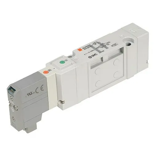 SMC 5/3 Pneumatic Solenoid Valve - Solenoid/Pilot/Spring SV3000 Series 24V dc - SV3300-5FU product image