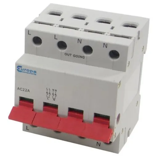 Europa 4P Pole Isolator Switch - 125A Maximum Current, IP20 - ISO125-4 product image