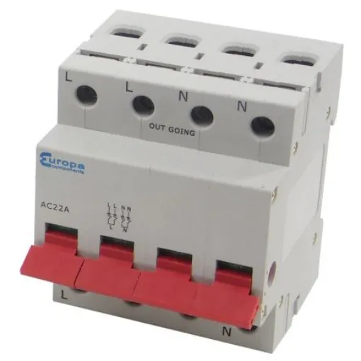 Europa 4P Pole Isolator Switch - 100A Maximum Current, IP20 - ISO100-4 product image
