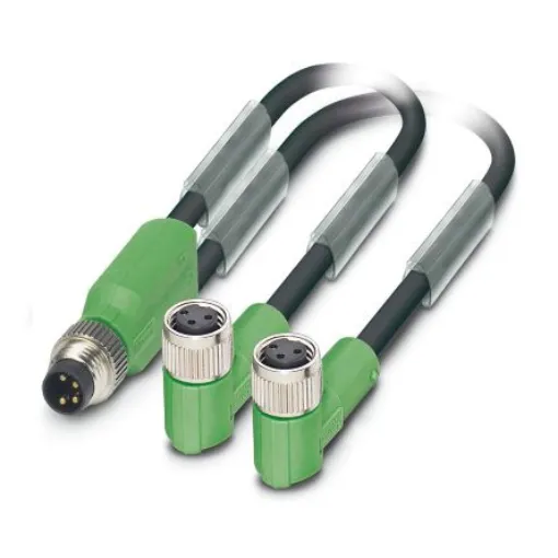 Phoenix Contact Straight Male 3 way M8 to Right Angle Female 3 way M8 Sensor Actuator Cable, 3m - 1458732 product image