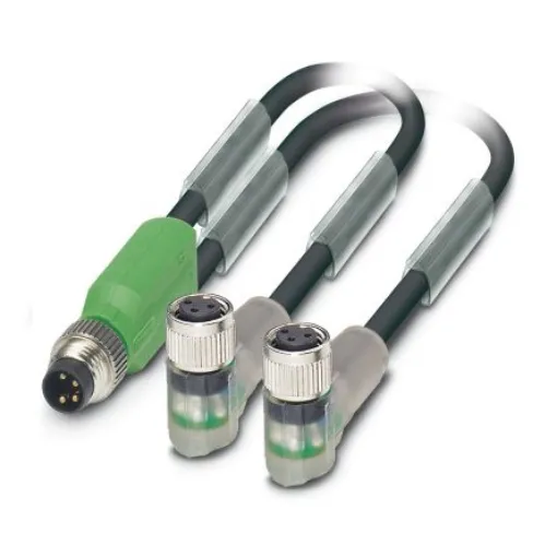 Phoenix Contact Straight Male 3 way M8 to Right Angle Female 3 way M8 Sensor Actuator Cable, 1.5m - 1458761 product image