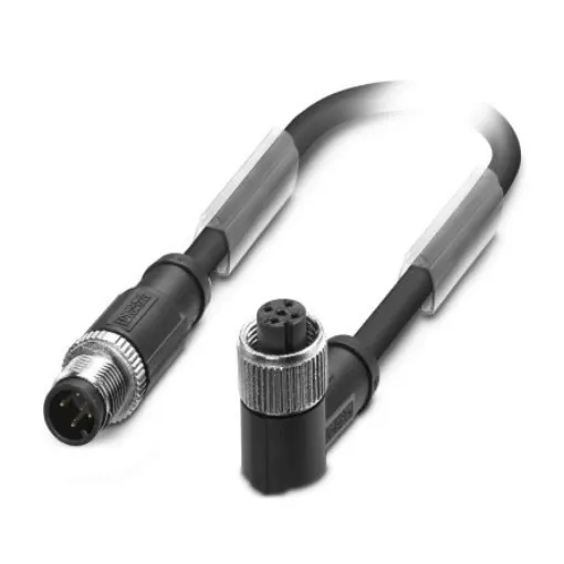Phoenix Contact Straight Male 4 way M12 to Right Angle Female 4 way M12 Sensor Actuator Cable, 3m - 1500994 product image