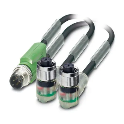 Phoenix Contact Straight Male 5 way M12 to Straight Female 3 way M12 x 2 Sensor Actuator Cable, 3m - 1669068 product image
