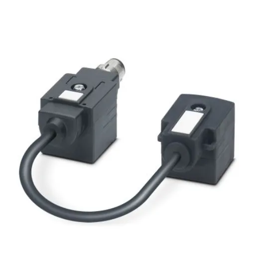 Phoenix Contact Straight Female 4 way DIN 43650 Form A x 2 to Right Angle Male M12 Sensor Actuator Cable, 200mm - 1458156 product image