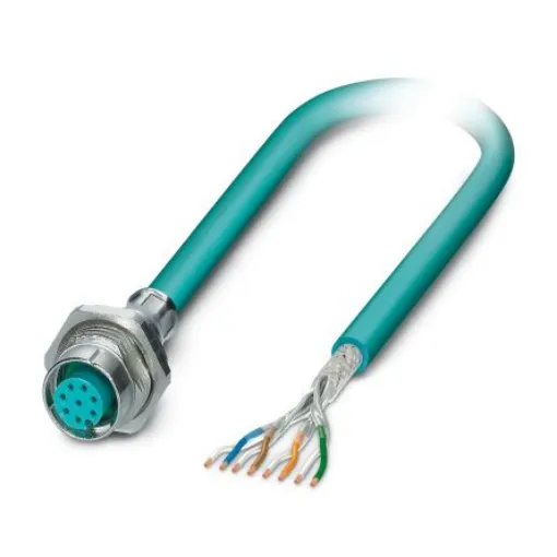Phoenix Contact, 1m Cat5 M12 to Female Unterminated Shielded, Terminated PUR Sheath - 1553378 product image