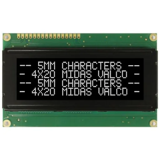 Midas MC42005A12W-VNMLW MC42005 Alphanumeric LCD Display Black, 4 Rows by 20 Characters, Transmissive product image