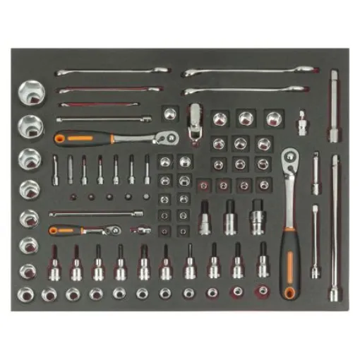 Bahco 83-Piece Metric 1/2 in; 1/4 in; 3/8 in Standard Socket/Spanner/Bit Set with Ratchet, 6 point - FF1A5005 product image
