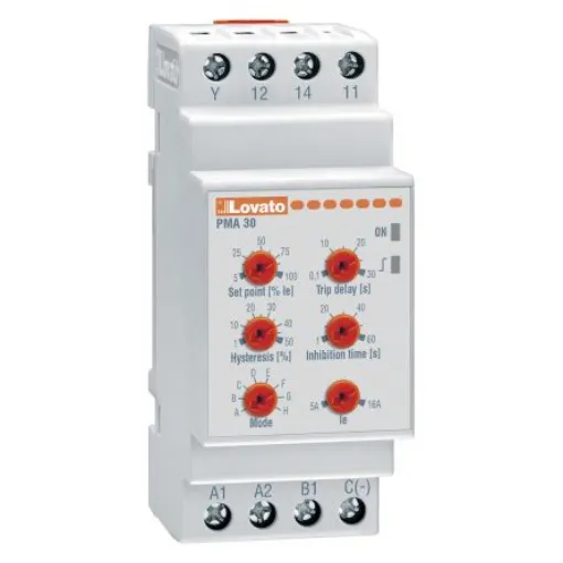 Lovato Current Monitoring Relay, 1 Phase, SPDT, DIN Rail - PMA30240 product image