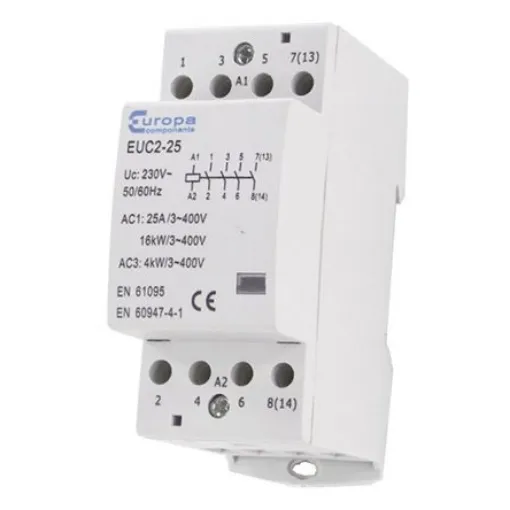 Europa Contactor, 24 V ac Coil, 4-Pole, 25 A, 4 kW, 4NC, 400 V ac - EUC2-25-4NCB product image