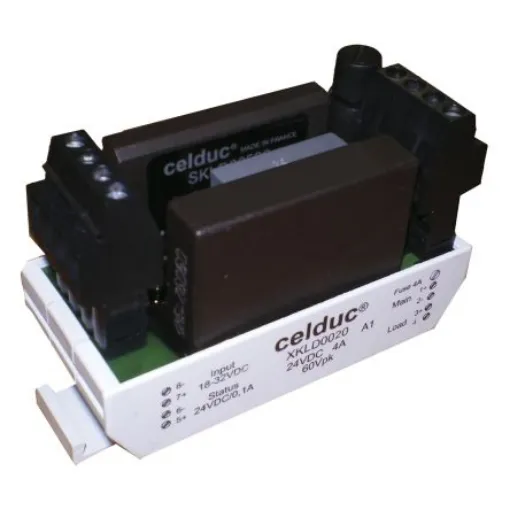 Celduc XK Series Solid State Relay, 10 A Load, DIN Rail Mount, 36 V dc Load, 30 V dc Control - XKLD31006 product image