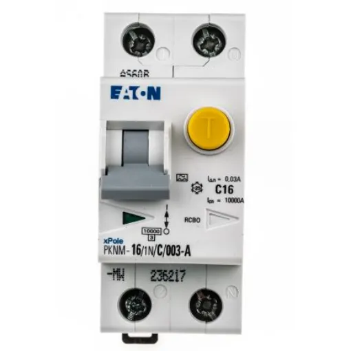 Eaton RCD, 16A, 2 Pole, 30mA, Type C - 236217 PKNM-16/1N/C/003-A-MW product image