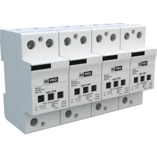 RS PRO 3 Phase Industrial Surge Protector, 140kA, 2.5kV, DIN Rail Mount - 101770 product image