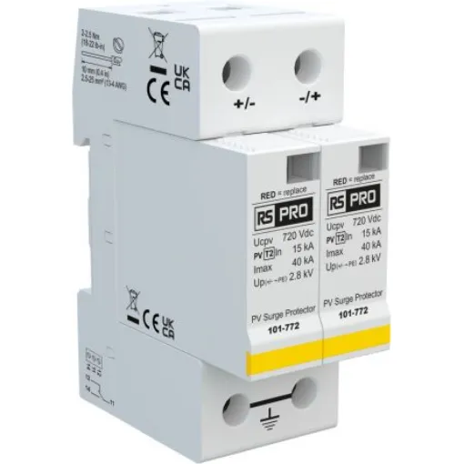 RS PRO Industrial Surge Protector, 40kA, 2.8kV, DIN Rail Mount - 101772 product image