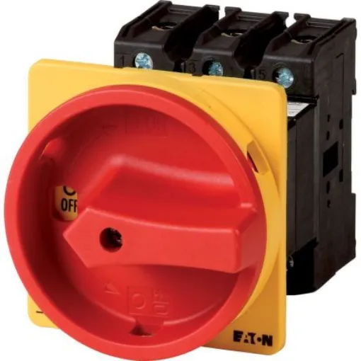 Eaton 3P Pole Panel Mount Isolator Switch - 63A Maximum Current, 37kW Power Rating, IP65 - 015144 P3-63/V/SVB/N product image