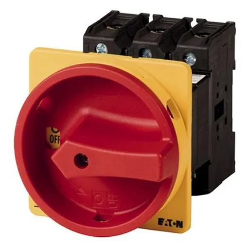 Eaton 3P Pole Panel Mount Isolator Switch - 63A Maximum Current, 37kW Power Rating, IP65 - 024637 P3-63/V/SVB/HI11 product image