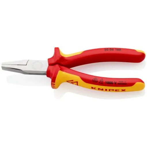 Knipex 20 06 Flat Nose Pliers, 160 mm Overall, Flat, Straight Tip, VDE/1000V, 30mm Jaw - 20 06 160 product image