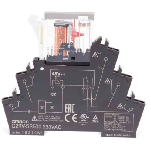Omron DIN Rail Power Relay, 230V ac Coil, 6A Switching Current, SPDT - G2RV-SR500 AC230 product image