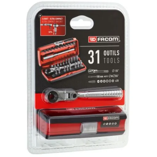 Facom Driver Bit Set 31 Pieces, Hexagon, Phillips, Pozidriv, Slotted, Torx - R.180J31PB product image