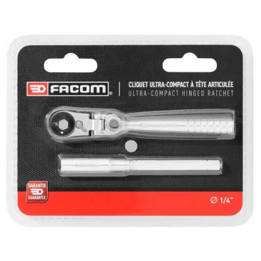 Facom R.180PB 1/4 in Square Ratchet with Tube Handle, 115 mm Overall product image