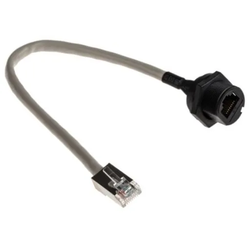 RS PRO, 200mm Cat5e, Grey RJ45 to Male RJ45 Female, STP Shielded, Terminated PVC Sheath - 1116736 product image