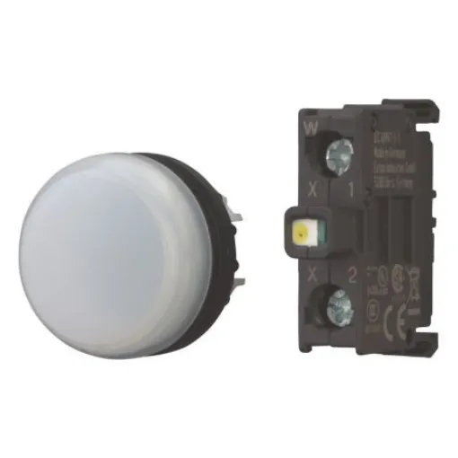 Eaton, M22 White Indicator, 22mm Cutout, IP66, IP69K, Round - 168781 M22-L-W-LEDC230-BVP product image
