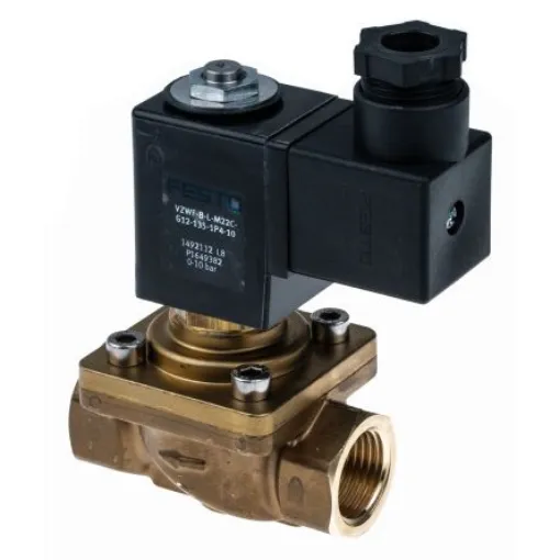 Festo 2/2 Solenoid Valve - Solenoid/Pilot G 1/2 VZWF Series 24V dc, 1492112 - VZWF-B-L-M22C-G12-135-1P4-10 product image