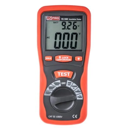 RS PRO RS5500 Insulation Tester, 250V Min, 1000V Max, 2GO Max, CAT III 1000V - 1231931 product image