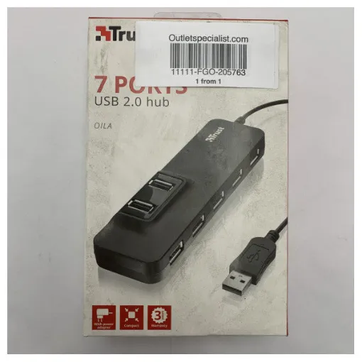 Picture of <div>High-Quality 7-Port USB 2.0 Hub with Power Adapter - Compact and Reliable for PC and Laptop Connectivity</div>