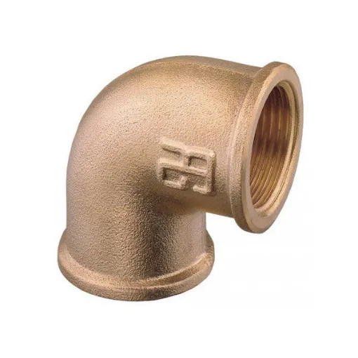 Picture of Guidi Brass 5 Inch 90 Degree Elbow Fitting Female-Female Thread Corrosion Resistant Marine Grade - 0090#100014