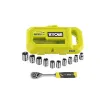 Picture of RYOBI 8 Socket Set - 90 Tooth Ratchet - 1/4’’ to 3/8’’ Adapter - RHRS10PC