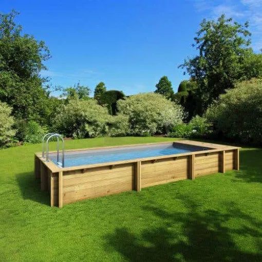 Picture of Wooden Rectangular Pool Pool'n Box 500 X 200 X H133 Cm - Integrated Filtration Box - Grey