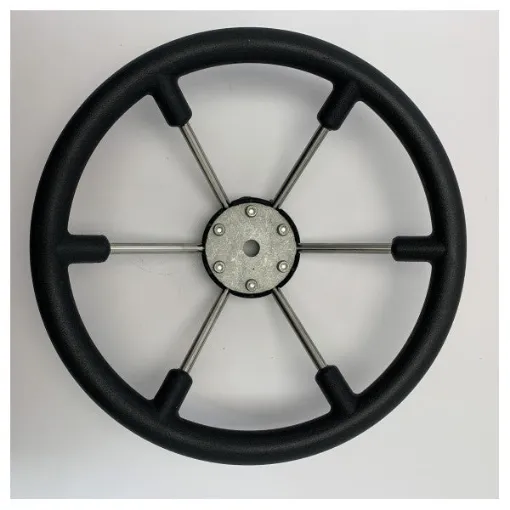 Picture of Allpa Black Leather Steering Wheel for Marine Boats - Durable Stainless Steel Spokes, Weather Resistant - NL7360/01