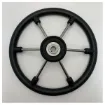 Picture of Allpa Black Leather Steering Wheel for Marine Boats - Durable Stainless Steel Spokes, Weather Resistant - NL7360/01