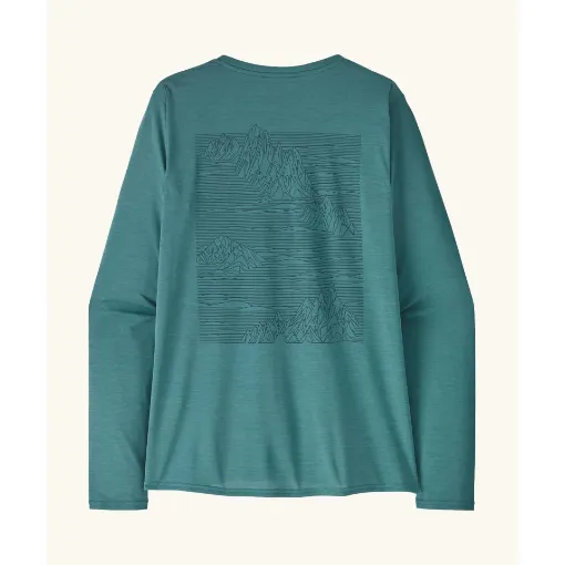 Picture of Patagonia Women's Long Sleeve Cap Cool Daily Graphic Shirt Strataspire: Wetland Blue X-dye