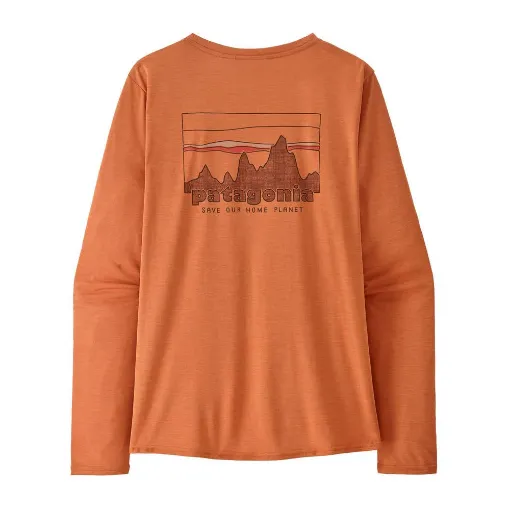 Picture of Patagonia Women's Long Sleeve Cap Cool Daily Graphic Shirt '73 Skyline: Rock Melon X-dye