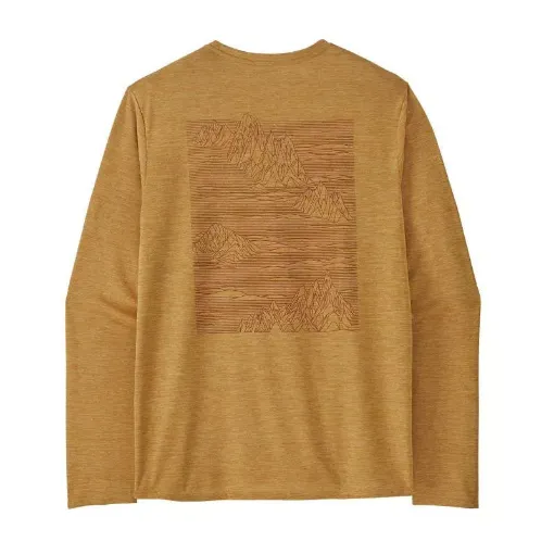 Picture of Men's T-shirt M's L/s Cap Cool Daily Graphic Shirt Strataspire: Beeswax Tan X-dye Patagonia